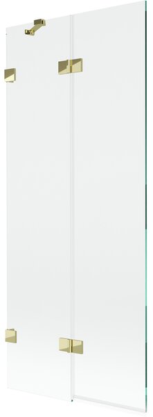 Mexen Lunar, kétszárnyú kádparaván bal oldali 80 x 150 cm, átlátszó üveg, fényes arany, 897-080-100-50-00-L
