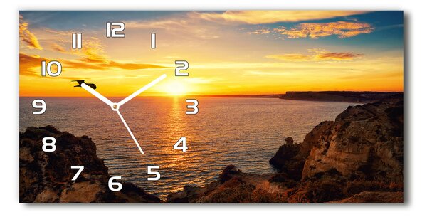 Négyszögletes üvegóra vízszintesen Sunset tengeren
