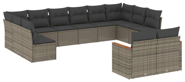 12 részes szürke polyrattan kerti ülőgarnitúra párnákkal