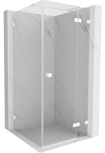 Mexen Lunar T, jobb oldali nyíló zuhanykabin 80 x 80 cm, 8 mm-es átlátszó üveg, fehér profil, 834T-080-080-20-00-P