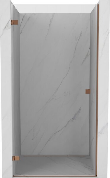 Mexen Lunar-B, Forgó bal oldali zuhanyajtó 60 cm, 8 mm-es átlátszó üveg, rozéarany profil, 832-060-000-60-00-L