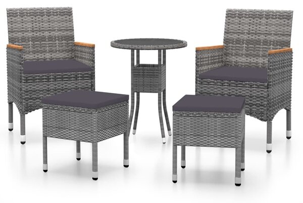 5 részes szürke polyrattan kerti ülőgarnitúra