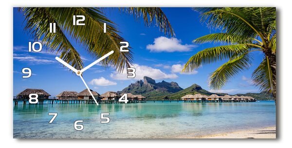 Négyszögletes üvegóra vízszintesen Pálmafák bora bora