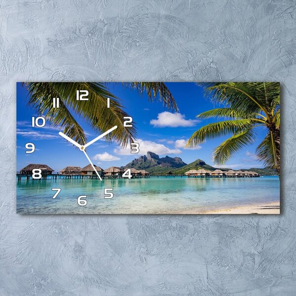 Négyszögletes üvegóra vízszintesen Pálmafák bora bora