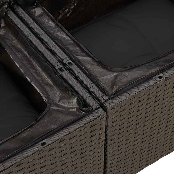 12 részes fekete polyrattan kerti ülőgarnitúra párnákkal