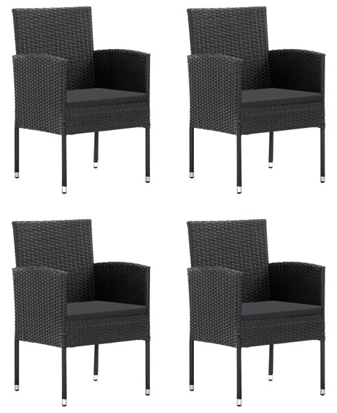 5 részes fekete polyrattan kerti étkezőgarnitúra