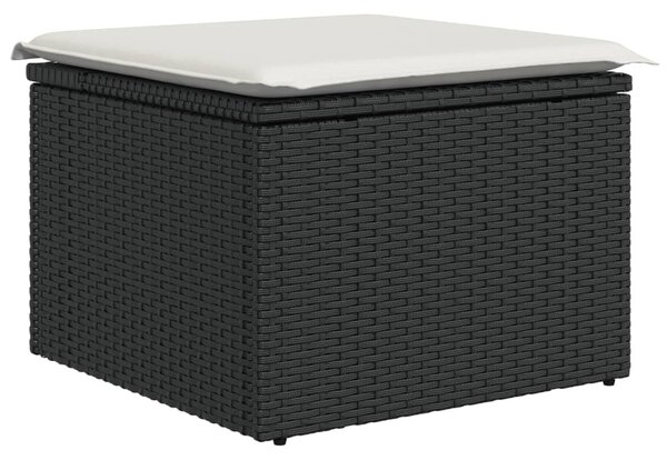 12 részes fekete polyrattan kerti ülőgarnitúra párnákkal