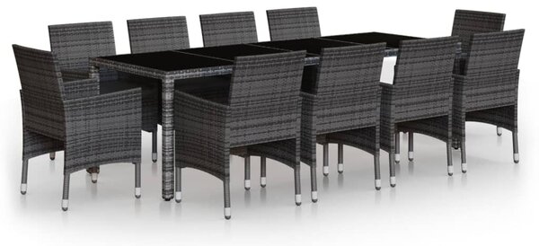 11 részes szürke polyrattan kerti étkezőgarnitúra