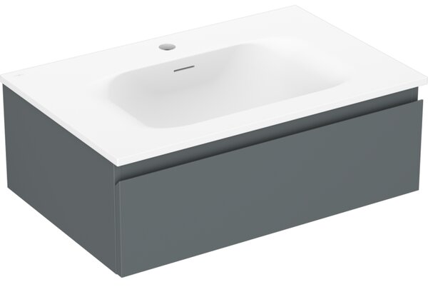 Mexen Orio, fürdőszobaszekrény 70 cm Vela mosdóval, 1 fiókkal, grafit matt/fehér matt, 91A10-07023-1-BF66-W23M01