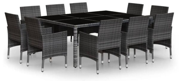 11 részes szürke polyrattan kerti étkezőgarnitúra