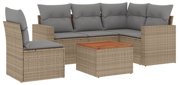 6 részes vegyes bézs polyrattan kerti ülőgarnitúra párnákkal