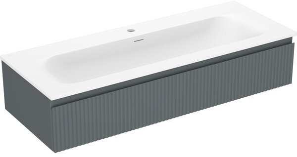 Mexen Rivel, fürdőszobaszekrény 120 cm Vela mosdóval, 1 fiókkal, rovátkolt, grafit matt/fehér matt, 91A20-12023-1-BF66-W23M0