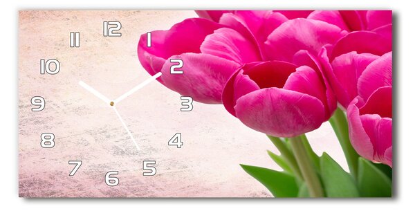 Vízszintes üvegóra Rózsaszín tulipánok