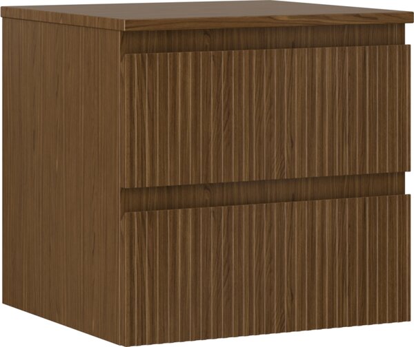 Mexen Rivel, fürdőszobaszekrény 50 cm felsőrésszel, 2 fiókkal, hornyolt, diófa, 91A20-05047-2-BFFC86