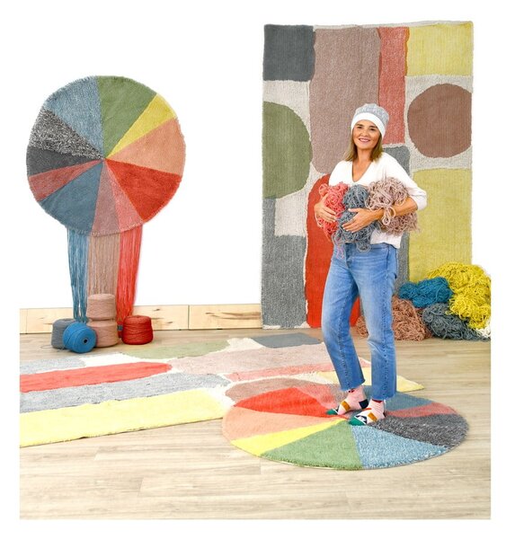 Mosható kézi szövésű gyapjú gyerek szőnyeg ø120 cm Pie Chart – Lorena Canals