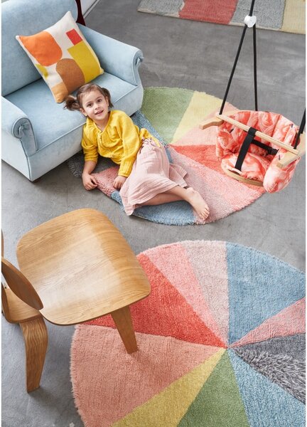 Mosható kézi szövésű gyapjú gyerek szőnyeg ø120 cm Pie Chart – Lorena Canals