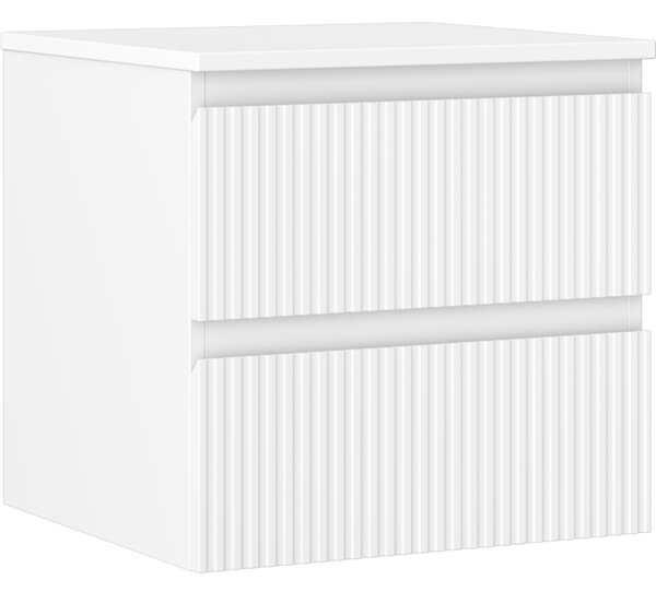Mexen Rivel, fürdőszobaszekrény 50 cm munkalappal, 2 fiókkal, hornyolt, matt fehér, 91A20-05047-2-BFFC01