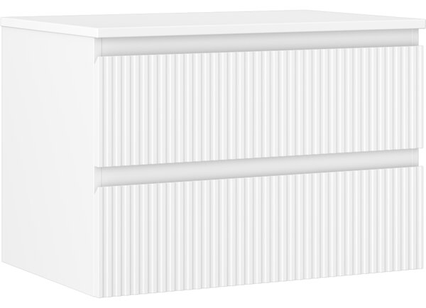 Mexen Rivel, fürdőszobaszekrény 70 cm felsőrésszel, 2 fiókkal, hornyolt, matt fehér, 91A20-07047-2-BFFC01