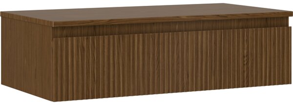 Mexen Rivel, fürdőszobaszekrény 90 cm-es munkalappal, 1 fiókkal, rovátkolt, diófa, 91A20-09023-1-BFC86