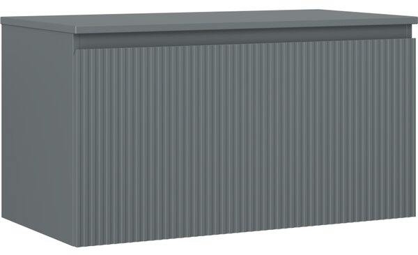 Mexen Rivel, fürdőszobaszekrény 90 cm-es felsőrésszel, 1 fiókkal, rovátkolt, grafit matt - 91A20-09047-1-BFC66