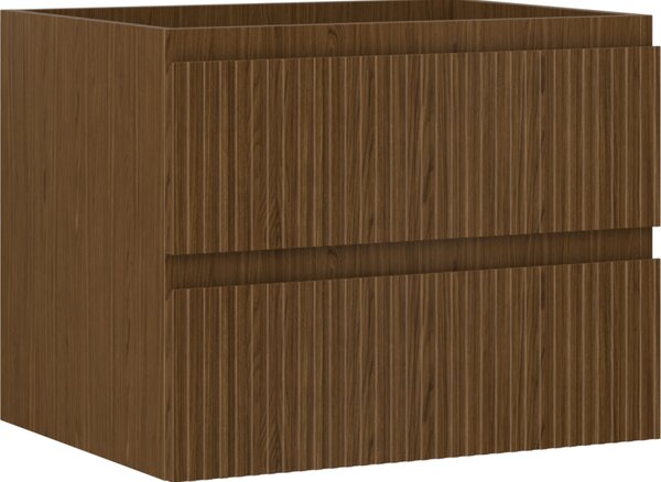 Mexen Rivel, fürdőszobaszekrény 60 cm, 2 fiókkal, hornyolt, diófa, 91A20-06047-2-BFF86