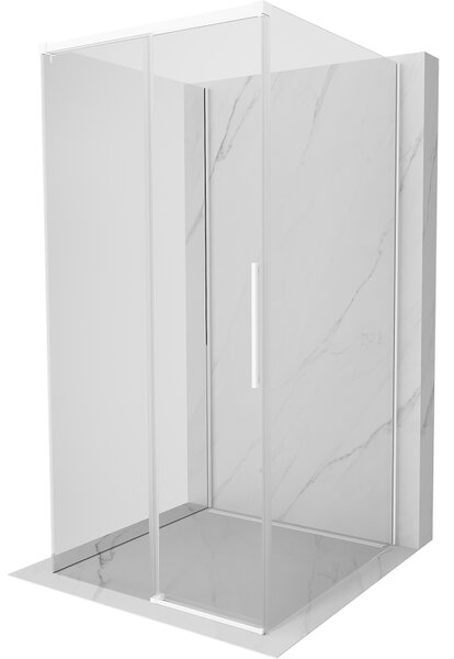 Mexen Rox-3S, 3 falú, kihúzható zuhanykabin 110 x 110 cm, 8 mm-es átlátszó üveg, fehér profil, 8C2-110-110-20-00-3S