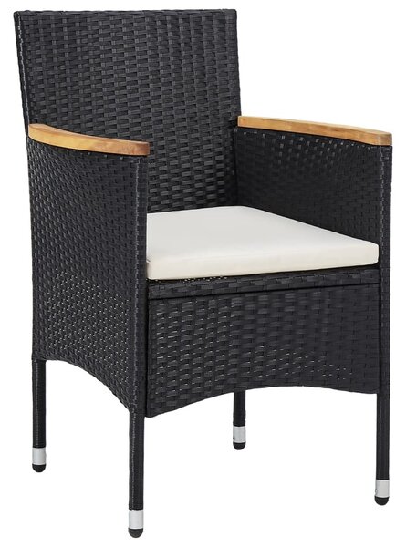 5 részes fekete polyrattan kerti étkezőgarnitúra