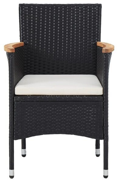 5 részes fekete polyrattan kerti étkezőgarnitúra
