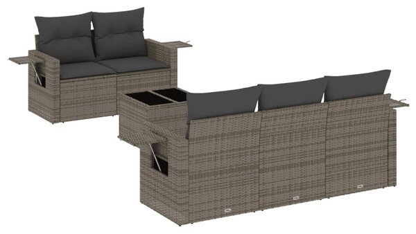6 részes szürke polyrattan kerti ülőgarnitúra párnákkal