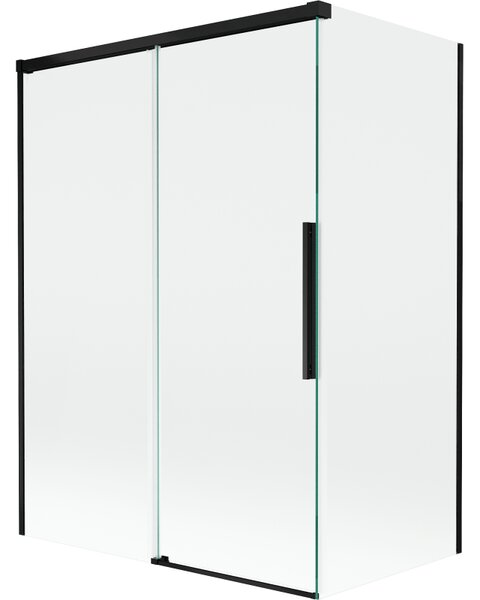 Mexen Rox, kétszárnyú tolóajtós kádparaván 120 + 70 x 150 cm, 8 mm-es átlátszó üveg, matt fekete profil, 8C9-120-070-70-00