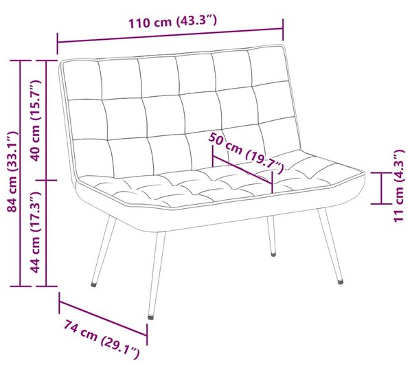 VidaXL világosszürke bársonypad 110 x 74 x 84 cm