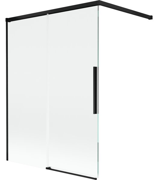 Mexen Rox, kétszárnyú tolóajtós kádparaván 120 x 150 cm, 8 mm-es átlátszó üveg, matt fekete profil, 8C9-120-003-70-00