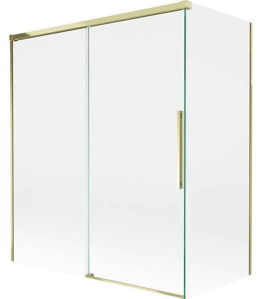 Mexen Rox, kétszárnyú tolóajtós kádparaván 140 + 70 x 150 cm, 8 mm-es átlátszó üveg, arany fényes profil, 8C9-140-070-50-00