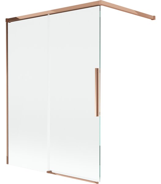 Mexen Rox, kétszárnyú tolóajtós kádparaván 120 x 150 cm, 8 mm-es átlátszó üveg, rozéarany profil, 8C9-120-003-60-00