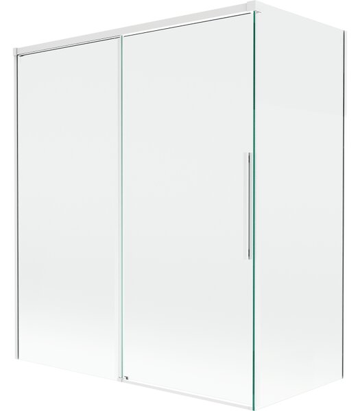 Mexen Rox, kétszárnyú tolóajtós kádparaván 140 + 70 x 150 cm, 8 mm-es átlátszó üveg, fehér profil, 8C9-140-070-20-00