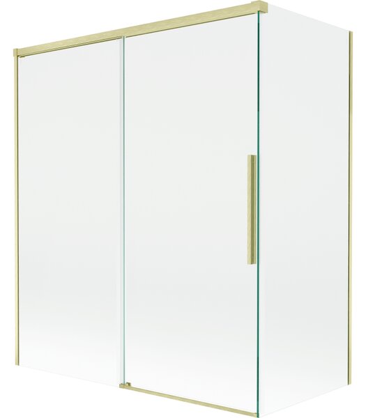 Mexen Rox, kétszárnyú tolóajtós kádparaván 140 + 70 x 150 cm, 8 mm-es átlátszó üveg, matt arany profil, 8C9-140-070-55-00