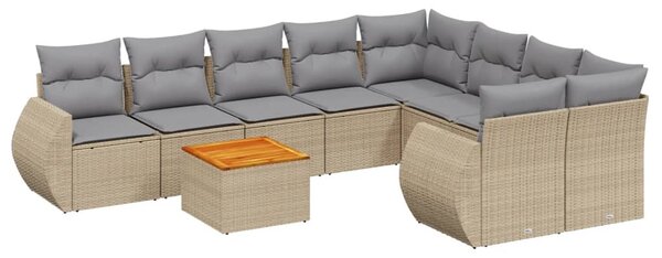 9 részes bézs polyrattan kerti ülőgarnitúra párnákkal