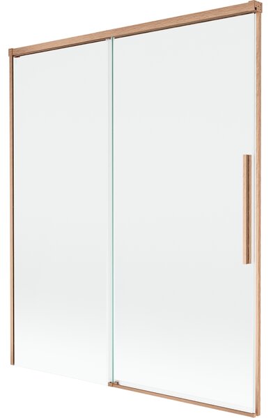Mexen Rox, kétszárnyú tolóajtós kádparaván 140 x 150 cm, 8 mm-es átlátszó üveg, matt réz profil, 8C9-140-001-65-00