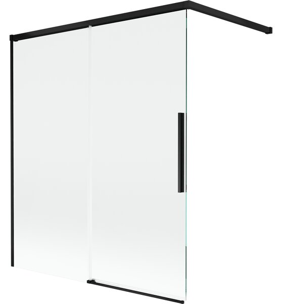 Mexen Rox, kétszárnyú tolóajtós kádparaván 140 x 150 cm, 8 mm-es átlátszó üveg, matt fekete profil, 8C9-140-003-70-00