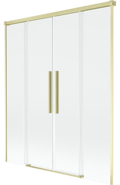 Mexen Rox, kétszárnyú tolóajtós kádparaván 140 x 150 cm, 8 mm-es átlátszó üveg, matt arany profil, 8C9-140-002-55-00