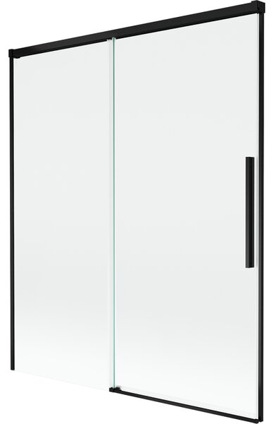Mexen Rox, kétszárnyú tolóajtós kádparaván 140 x 150 cm, 8 mm-es átlátszó üveg, matt fekete profil, 8C9-140-001-70-00