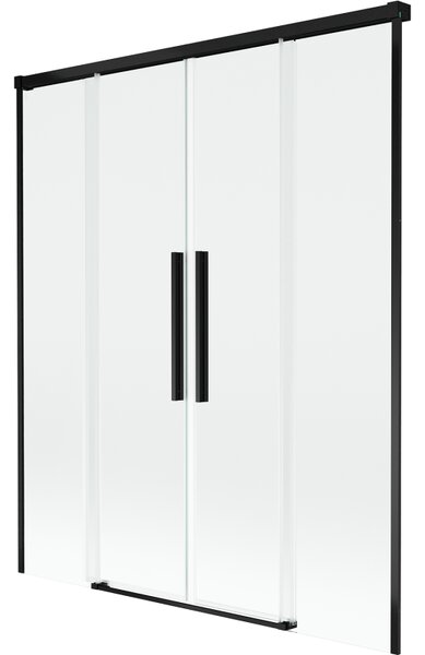 Mexen Rox, kétszárnyú tolóajtós kádparaván 140 x 150 cm, 8 mm-es átlátszó üveg, matt fekete profil, 8C9-140-002-70-00