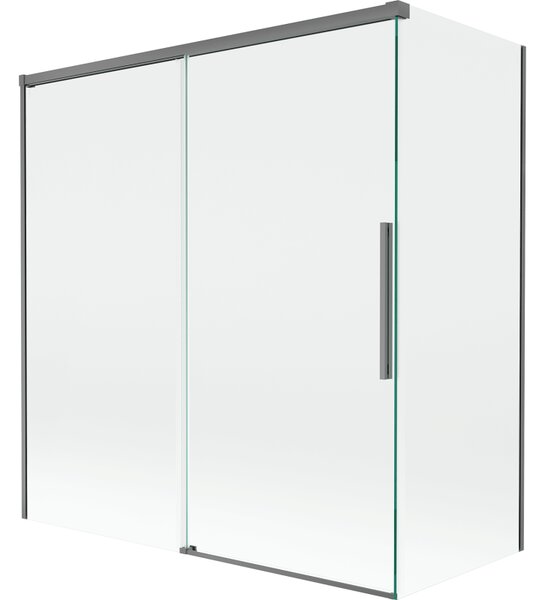 Mexen Rox, kétszárnyú tolóajtós kádparaván 150 + 70 x 150 cm, 8 mm-es átlátszó üveg, grafit profil, 8C9-150-070-95-00