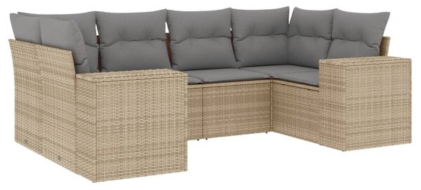 6 részes bézs polyrattan kerti ülőgarnitúra párnával