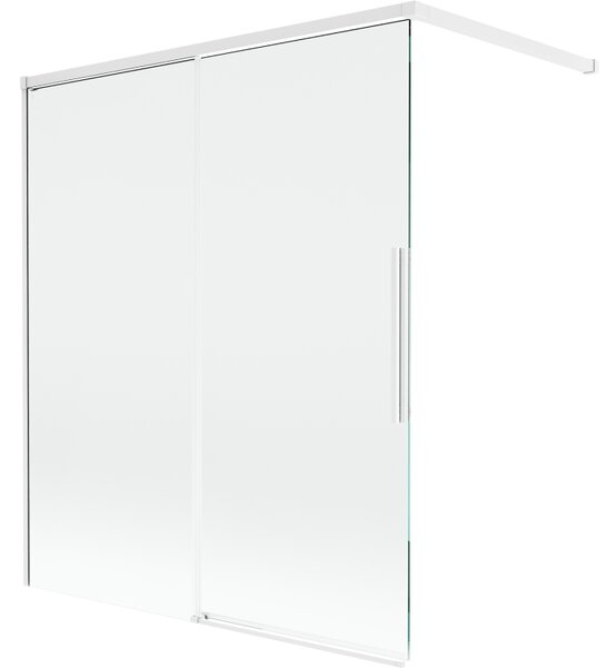 Mexen Rox, kétszárnyú tolóajtós kádparaván 140 x 150 cm, 8 mm-es átlátszó üveg, fehér profil, 8C9-140-003-20-00