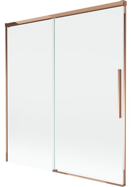 Mexen Rox, kétszárnyú tolóajtós kádparaván 150 x 150 cm, 8 mm-es átlátszó üveg, rozéarany profil, 8C9-150-001-60-00