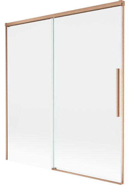 Mexen Rox, kétszárnyú tolóajtós kádparaván 150 x 150 cm, 8 mm-es átlátszó üveg, matt réz profil, 8C9-150-001-65-00