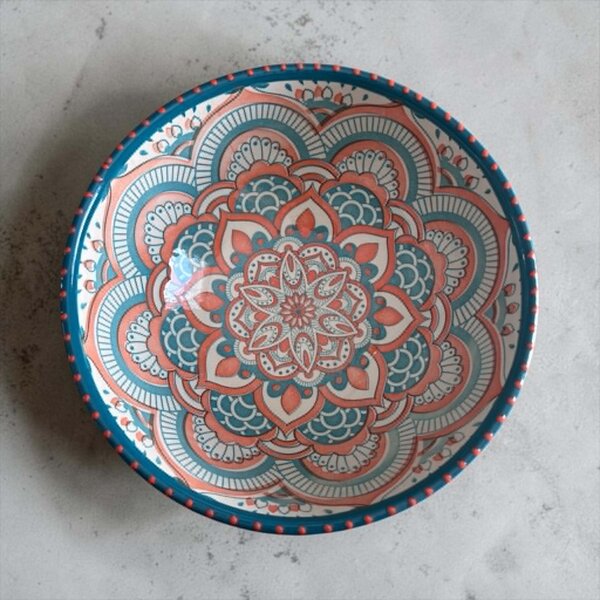 Gazania Korallkék Mandala kerámia tál – 25 cm