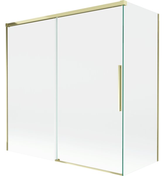 Mexen Rox, kétszárnyú tolóajtós kádparaván 160 + 70 x 150 cm, 8 mm-es átlátszó üveg, arany fényes profil, 8C9-160-070-50-00