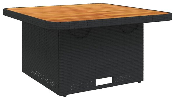 3 részes fekete polyrattan kerti étkezőgarnitúra párnákkal